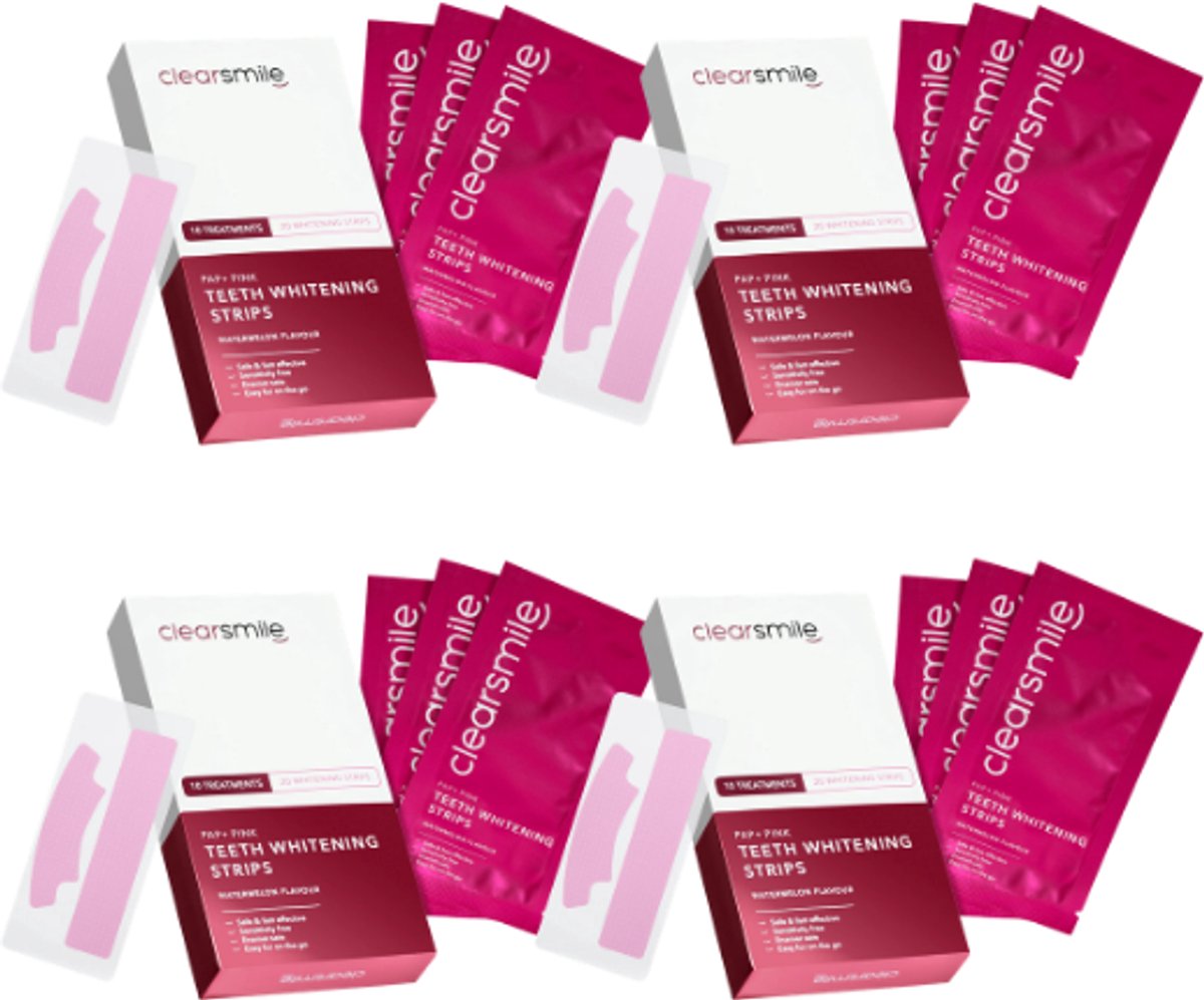 4x Clearsmile PAP+ Pink Whitening Strips - 10 Treatments - Watermelon
