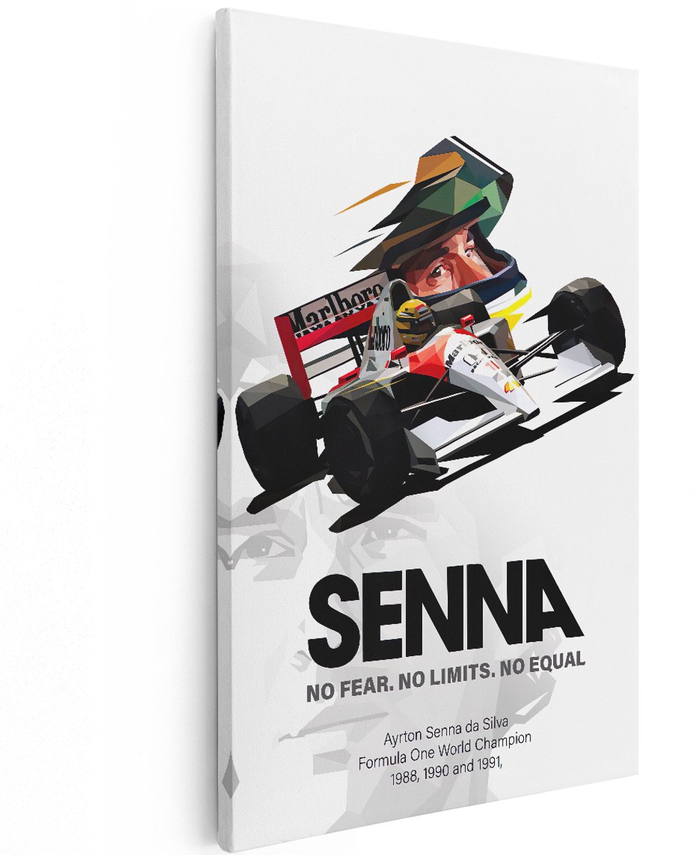 Artaza Canvas Schilderij Ayrton Senna bij McLaren F1 - 120x180 cm - Groot - Muurdecoratie - Canvas Print