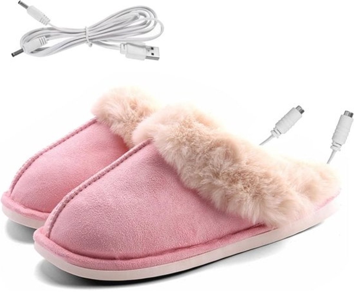 Verwarmde USB Pantoffels voor Koud Weer - Comfortabele Pluche Slippers voor Binnengebruik