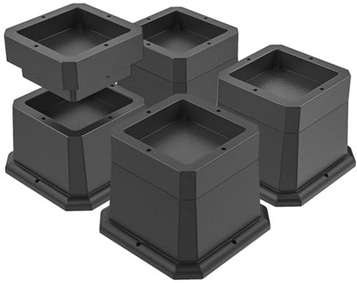 Bedverhogers 6,5 cm - Verstelbare meubelverhogers voor meubels zoals bedden en tafels - 4 stuks zwart