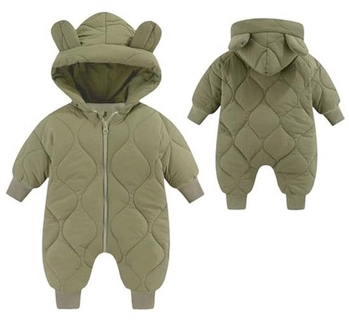 Warm sneeuwpak met capuchon voor baby's - Donsjas, Gevoerde Jas, Romper, Winter, Buitenmode 3-18 maanden