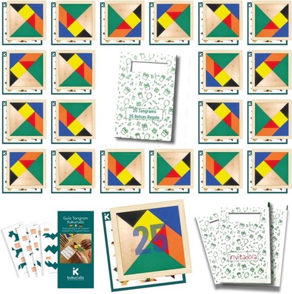 Tangram Puzzels voor Kinderen - 25 Stuks Verjaardagscadeau en Gastgeschenken