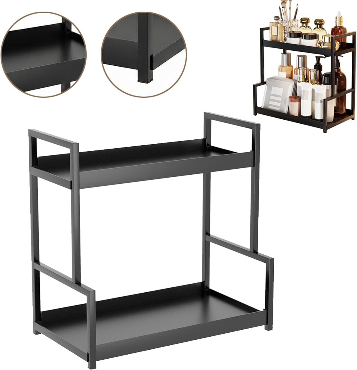 Badkamerorganizer Met 2 Lagen - Make-Up Organizer - Keukenopbergplanken - Toiletartikelen Organizer