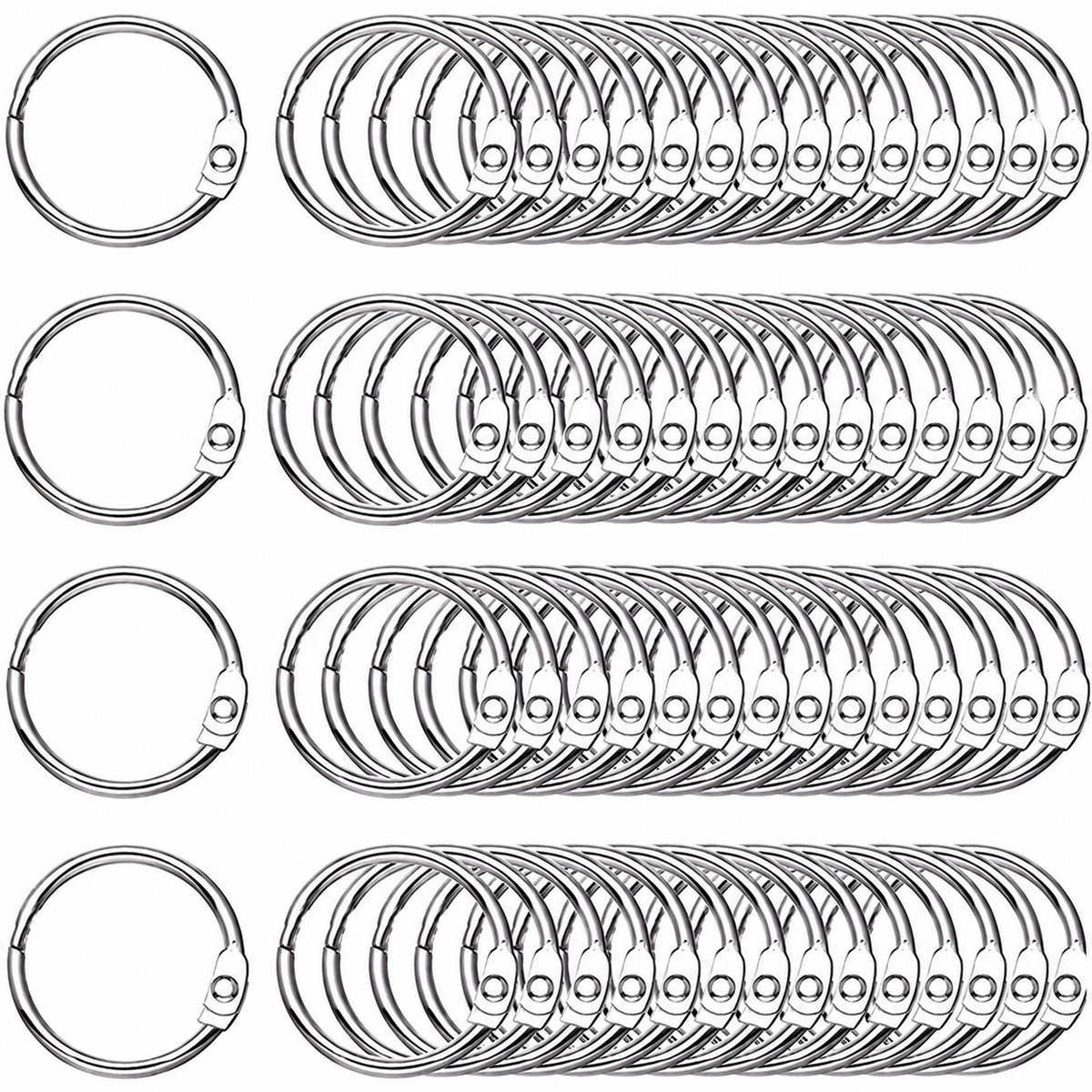 Metalen boekringen - Ø 24 mm - Zilverkleurig - 100 stuks