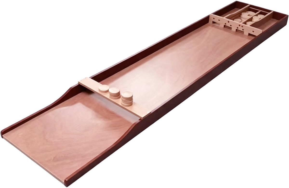 Cougar Dutch Shuffle Board Classic Sjoelbak Wedstrijd – Naturel/Bruin – 200 x 40 cm – Met 30 sjoelschijven – Holgedraaid - Wedstrijdformaat – Voor recreatief gebruik – Hout