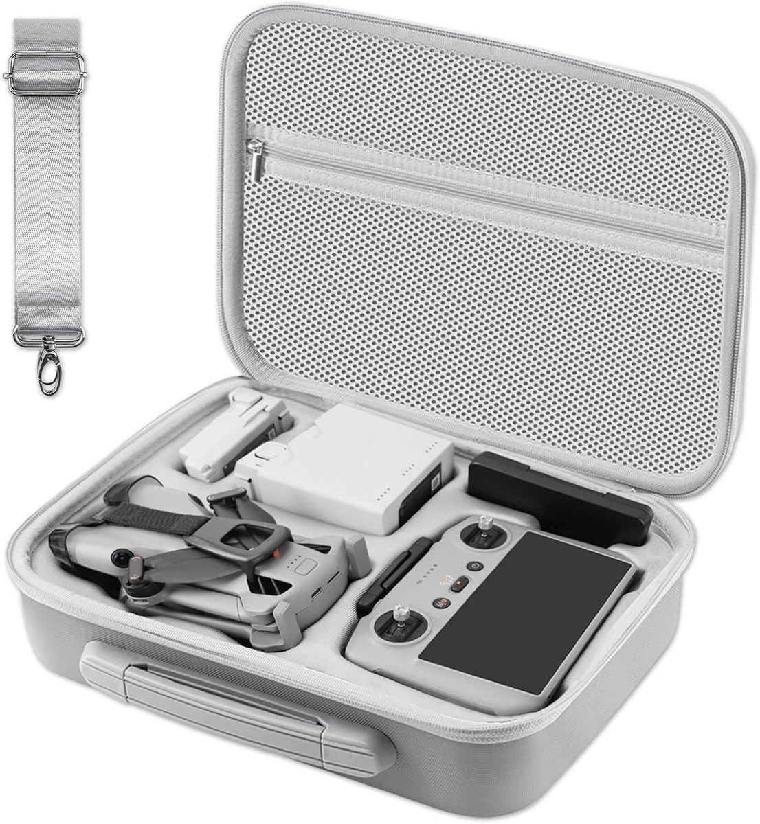 VONKELIOS®Geschikt voor Tas Voor DJI Mini 5 Pro – Kan ook gebruikt worden voor het opbergen van de DJI RC 2/RC-N3-afstandsbediening - PU Draagtas – Compacte Opbergcase voor Drone & Accessoires – voor Drone Bescherming / Opslag – Grijs