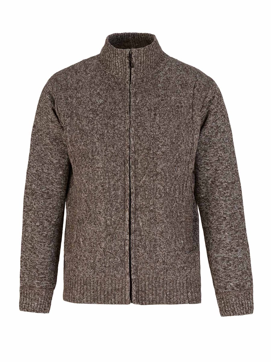 BJØRNSON Gus Kabel-gebreid Vest Heren Fleece - Col - Maat S - Bruin