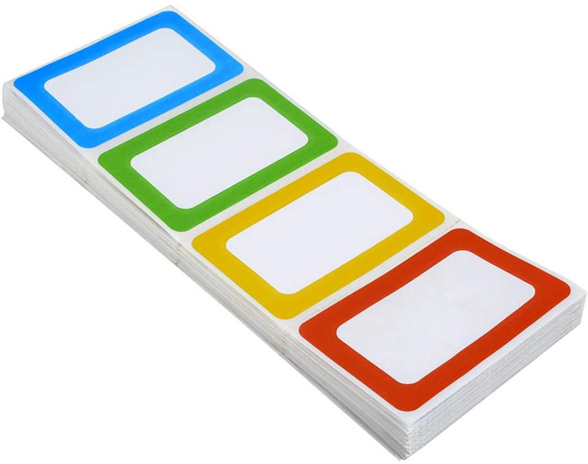 Etiketten Stickers - 200 Stickers - Etiketstickers - Verhuisstickers - Naamlabels - Naamstickers - Etiketten om op te Schrijven - Label Blanco Stickers Gekleurd - Stickers - Etiketten - Zelfklevende huishoudetiketten - papier