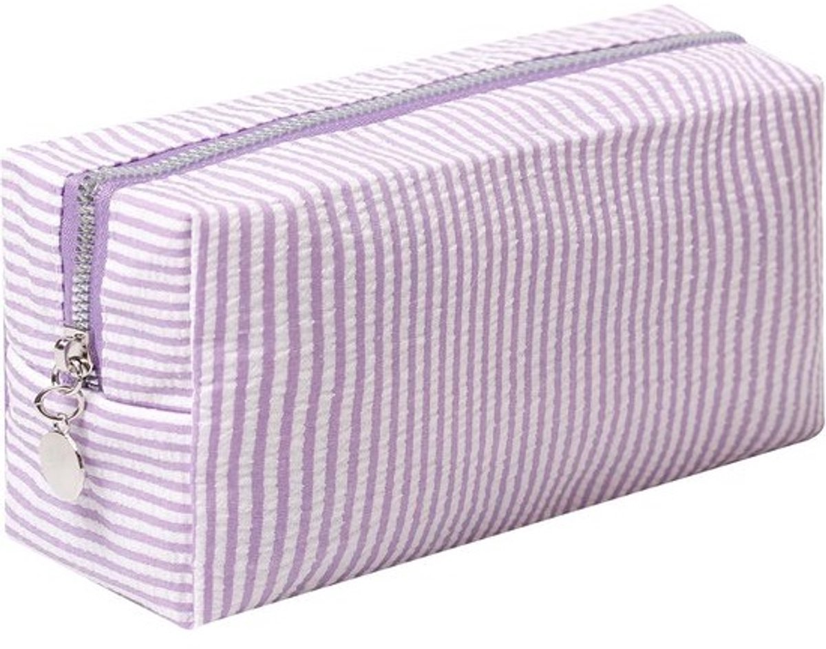 Make-up tas toilettas canvas organizer reizen rits M paars