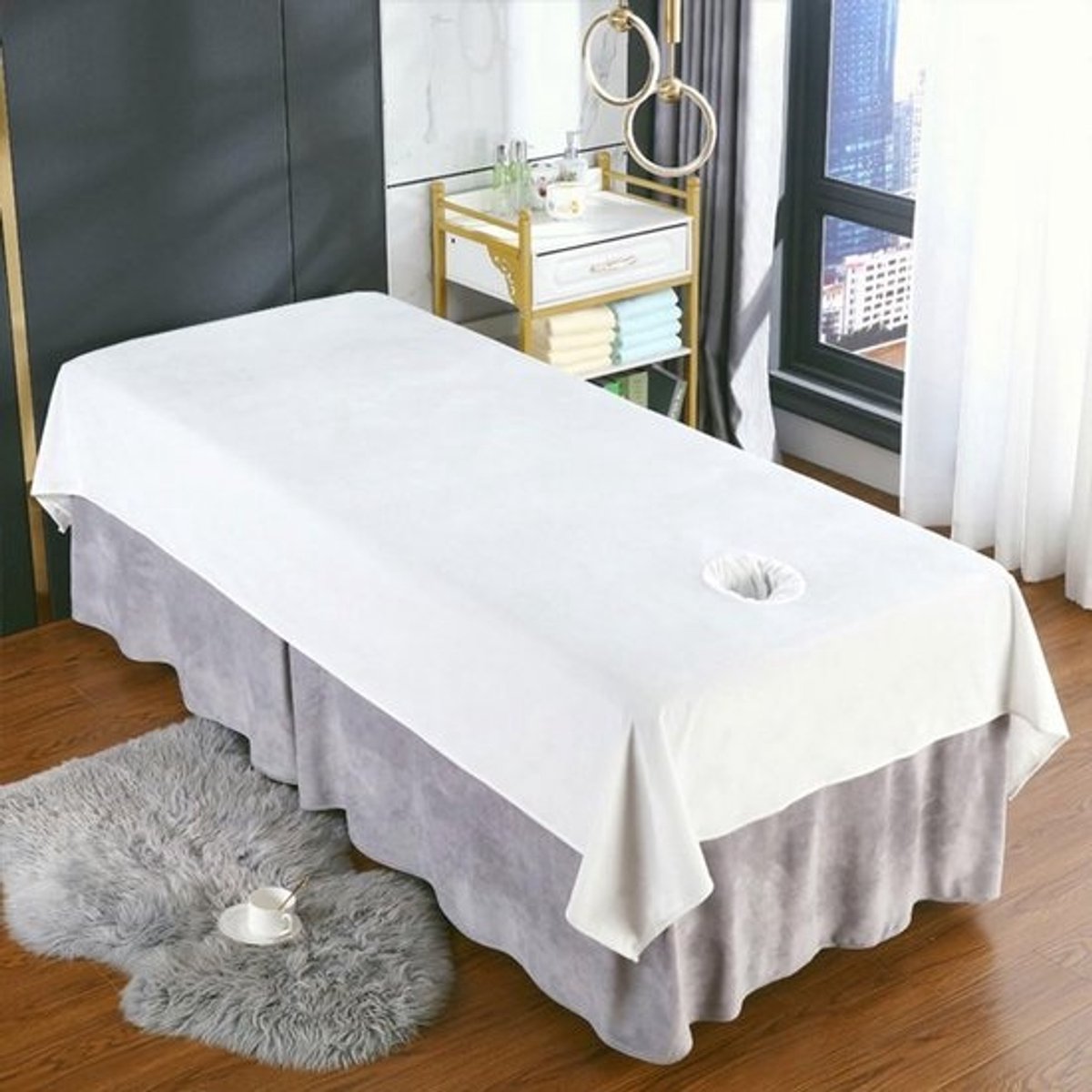 Professioneel Massagetafel Hoes met Gezichtsgat - Zacht & Wasbaar Spa Tafelkleed