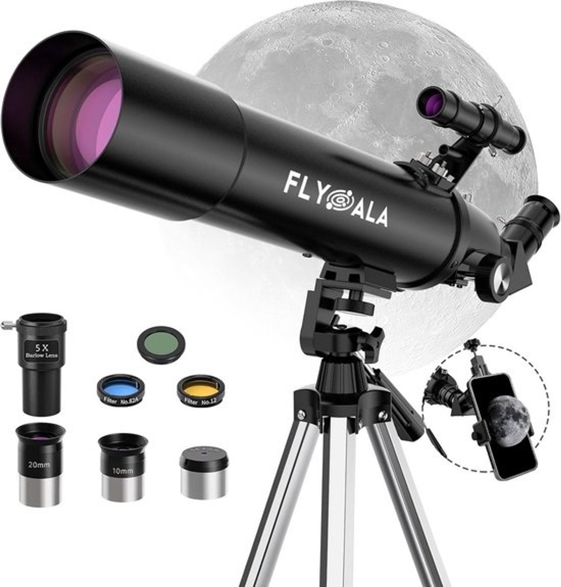 Astronomie Telescoop voor Beginners - Krachtige Refractor met 80mm Diafragma en 750x Vergroting