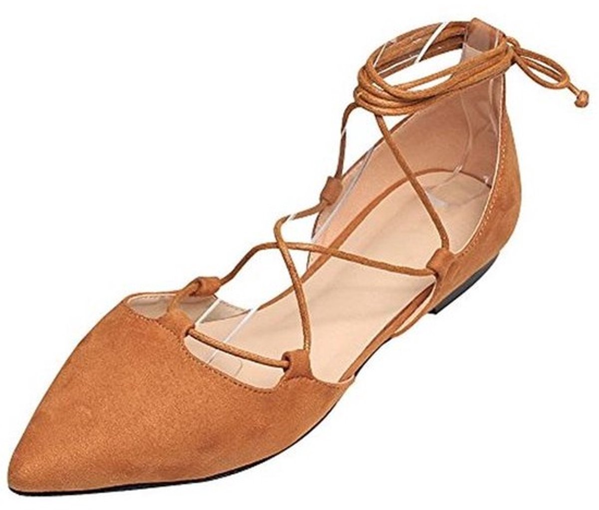 Stijlvolle Dames Pumps met Spitse Neus en Kruis Lace Up