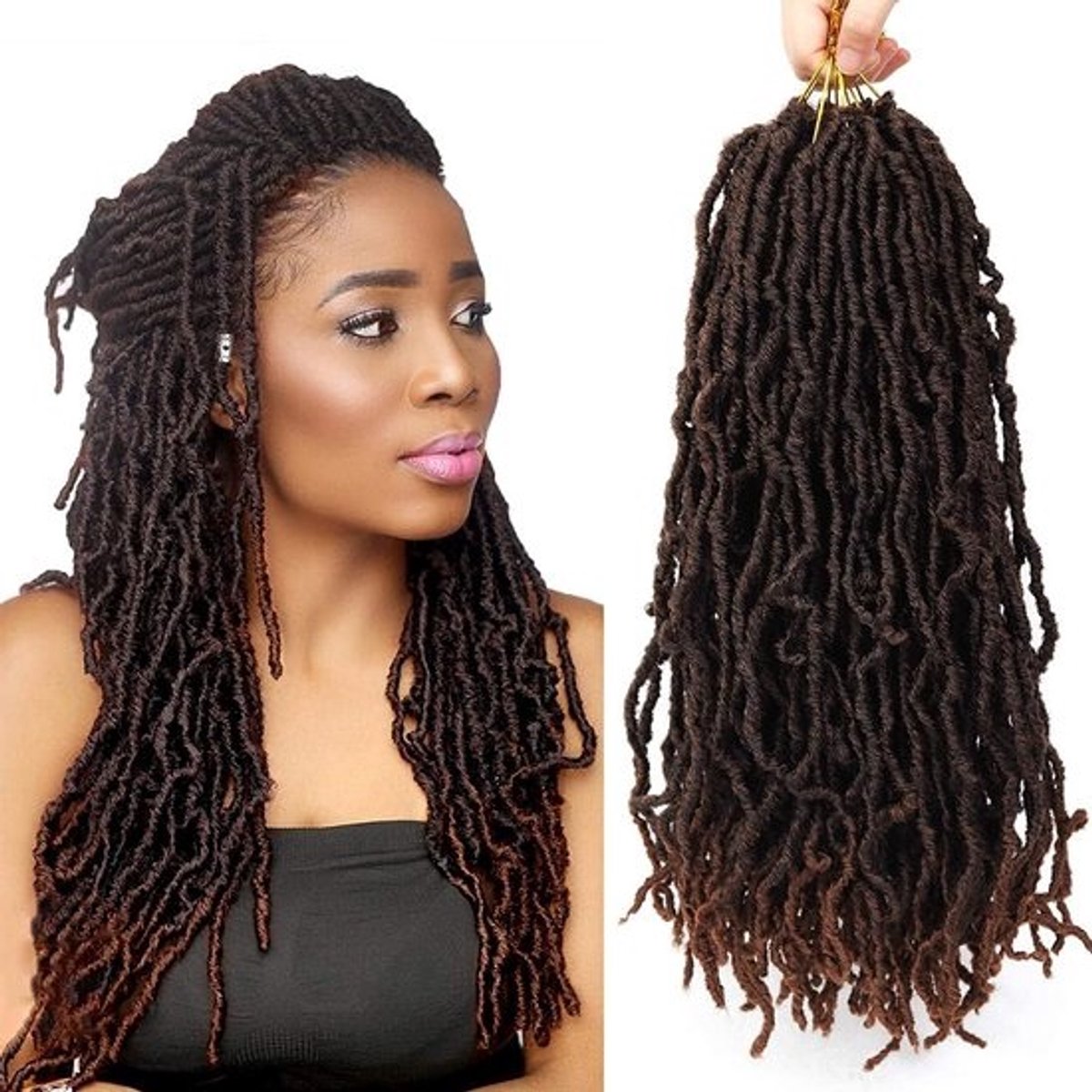 Crochet Vlecht Haar voor Goddess Faux Locs Extensions 18 Inch Zacht Synthetisch Dreadlocks