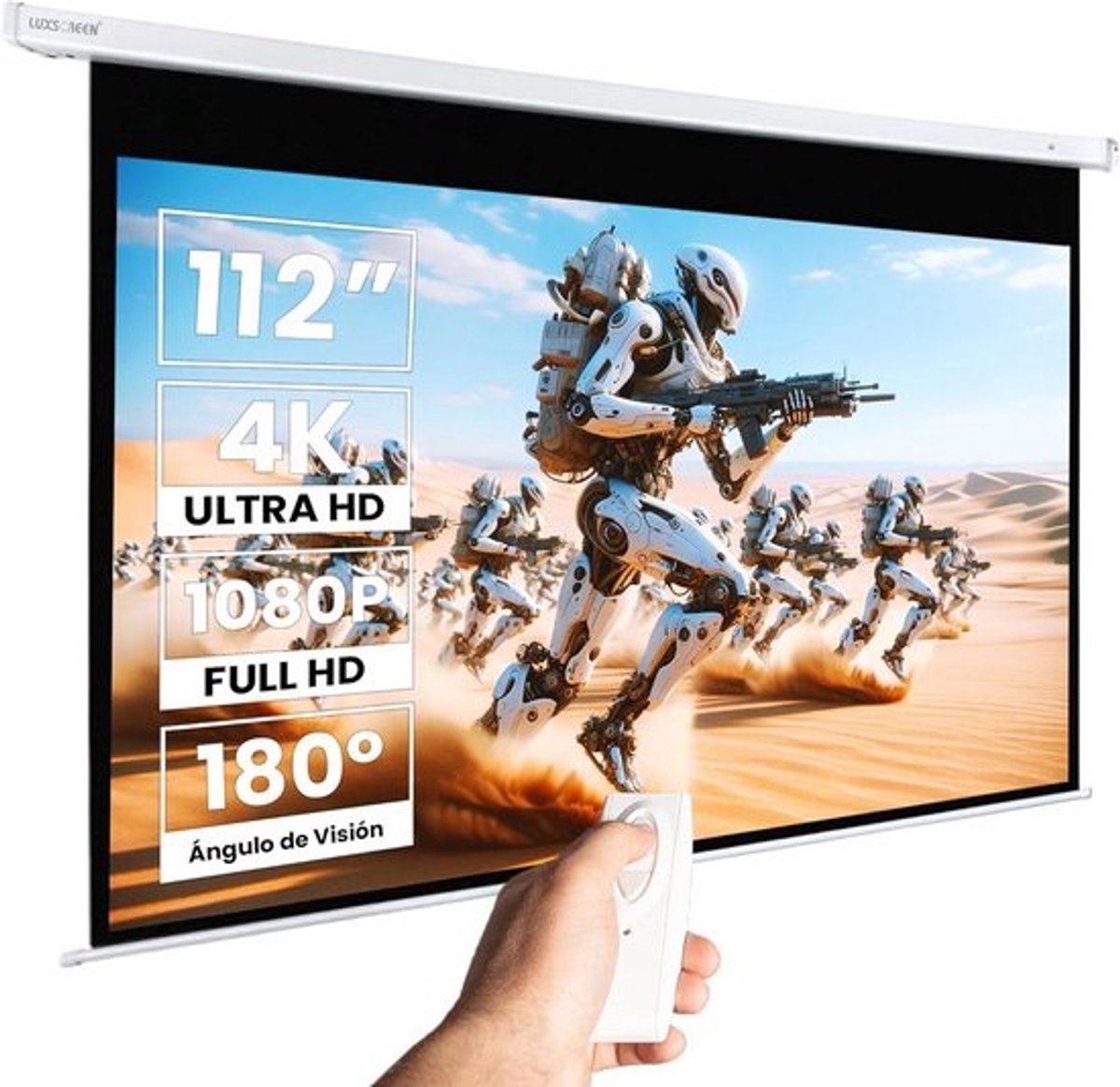 Elektrisch Projectiescherm 112 Inch (1:1) met Afstandsbediening