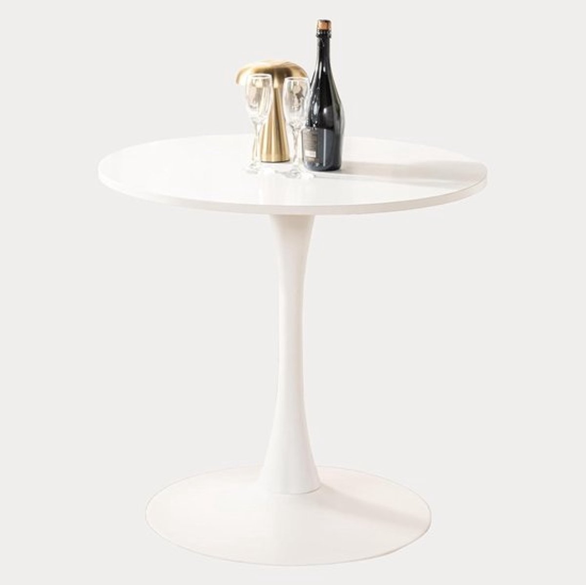 Eettafel Rond - Scandinavisch Design - Gezellig Eten - Strakke Lijnen - 80x80x73cm - Wit