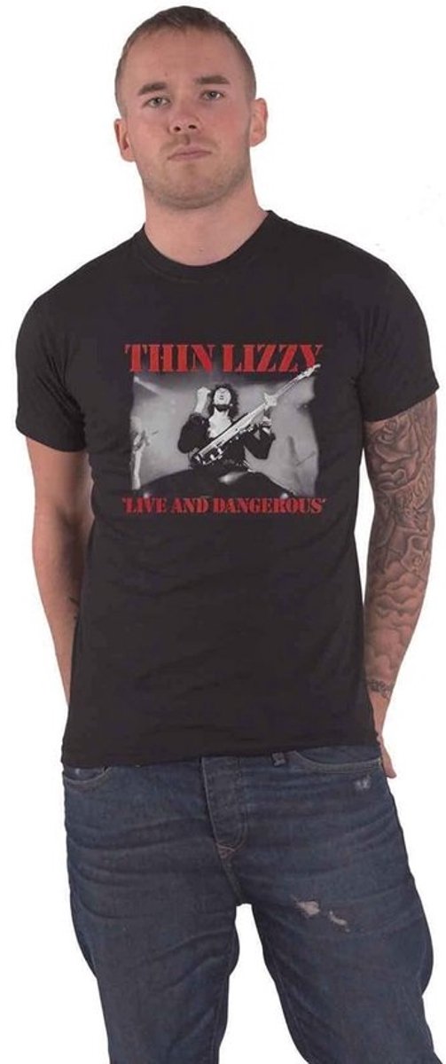 Mannen T-Shirt met Live & Dangerous Design - Zwart Unisex