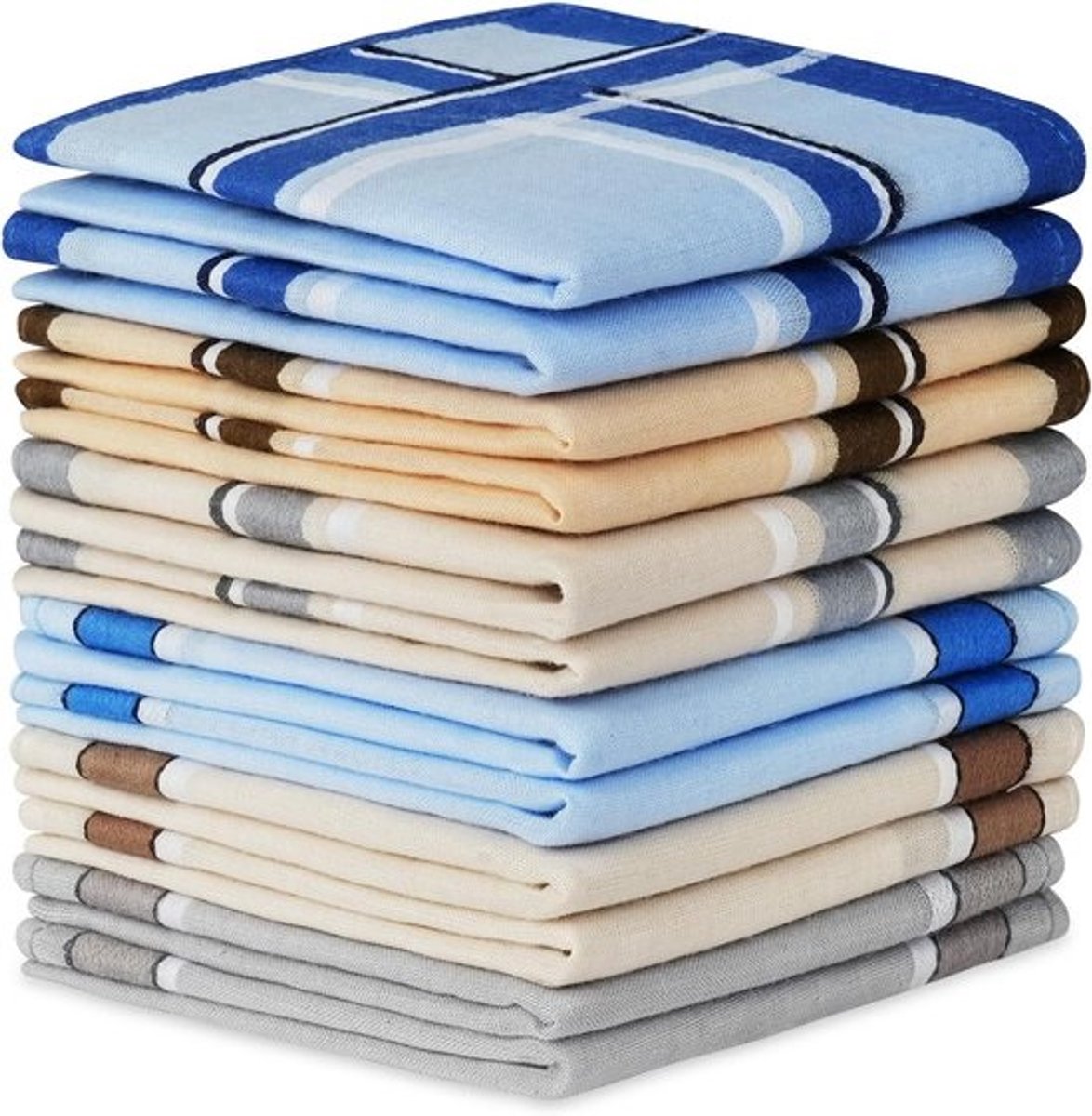 Set van 12 zachte herenzakdoeken - 40 cm x 40 cm katoenmix