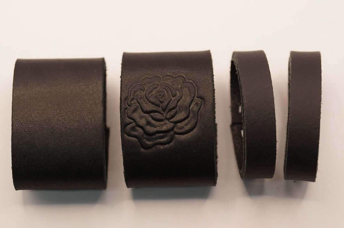 4 Lederen riem lusjes voor broekriem van 4 cm breed, 1x zwart met lus breedte 3 cm en 2x zwart met lus breedte 1 cm en 1x roos met lus breedte 3 cm - zwarte leren lusje vervangen voor lederen broekriem - riem repareren nieuw lusje