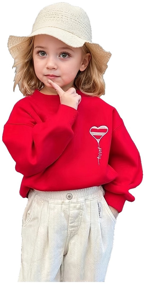 Currero Sweater Meisjes Sweaters Sweatshirt Hoodie Warme Trui Pullover Jumper Crewneck Vest 4-5 Jaar Rood
