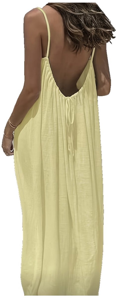 Currero Open Rug Jurk Backless Body Jurk Shirt Jurken Open Back Dress Lichtgeel