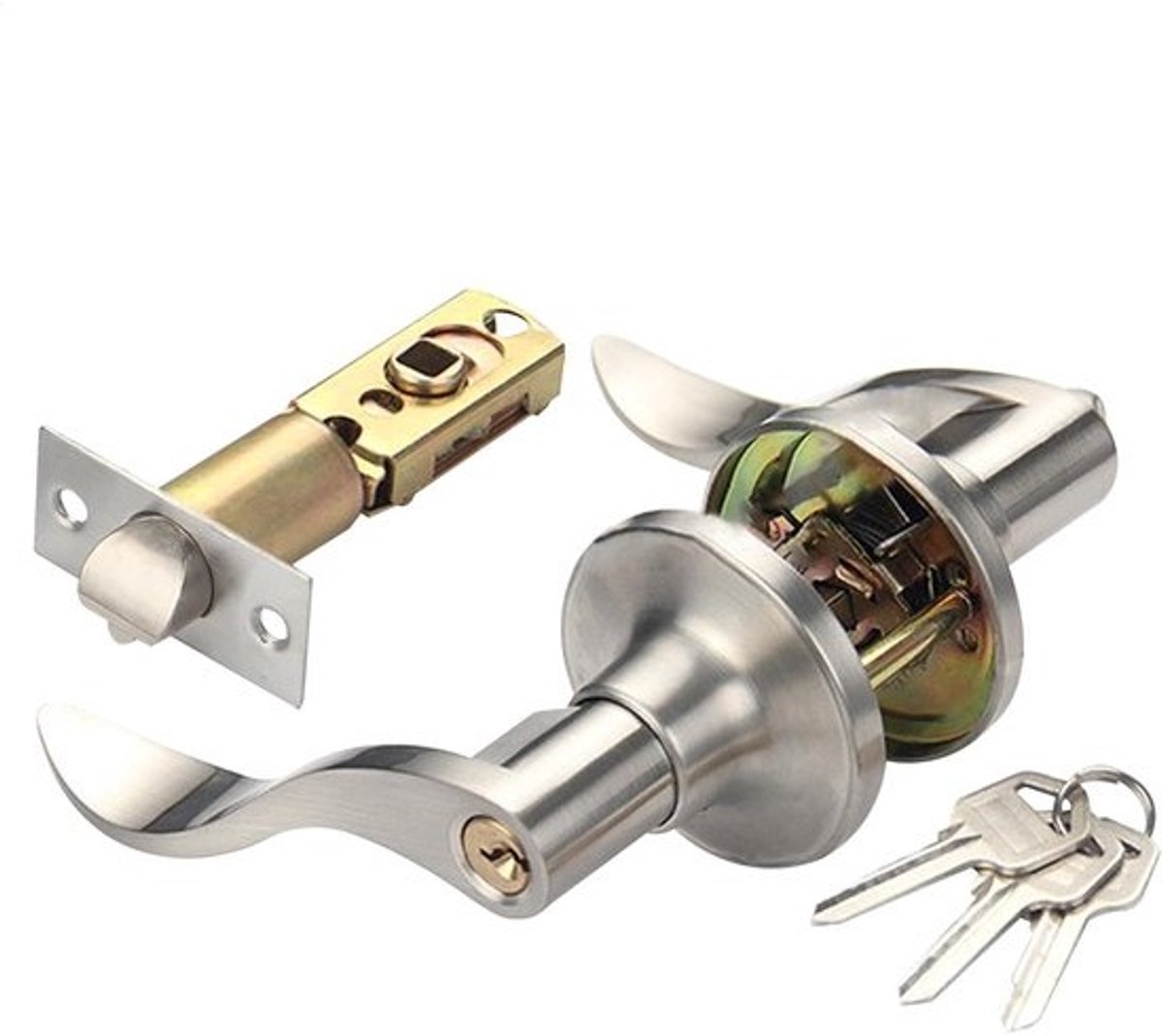 Deurhendel met slot - Toegangsdeurhendel - Veilige entree - Stevige zink koper constructie - 18 x 14 cm - Zilver