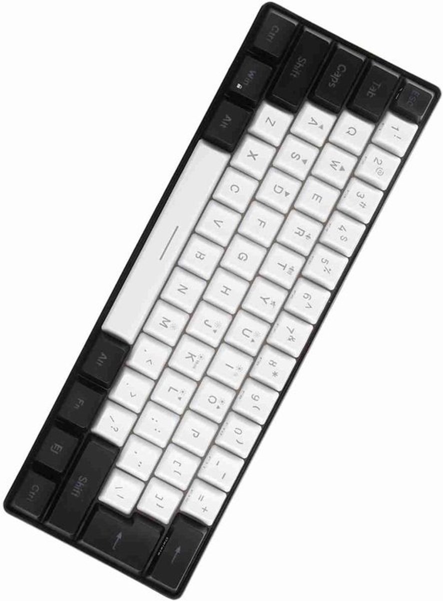 Compact Gaming Toetsenbord - 61 Toetsen Mechanisch - Snel Reageren - RGB Verstelbaar - 32x13x4 cm - Wit Zwart