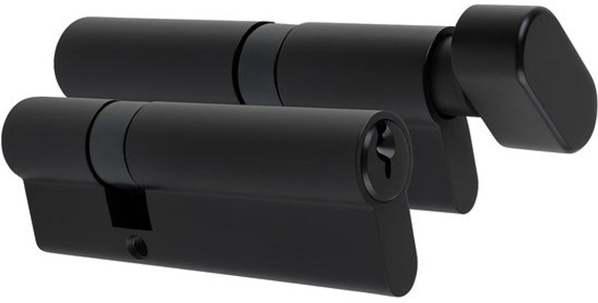 Cilinderslot set - Deurslot set - Veiligheid en comfort - Gelijksluitend met knop - 45/30 mm - Zwart
