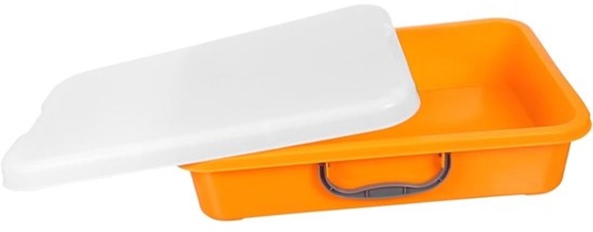 Zandbak Kinderen - Opbergbak Speelgoed - Binnen Buiten Spelen - Compact Lichtgewicht - 38x24x9cm - Oranje
