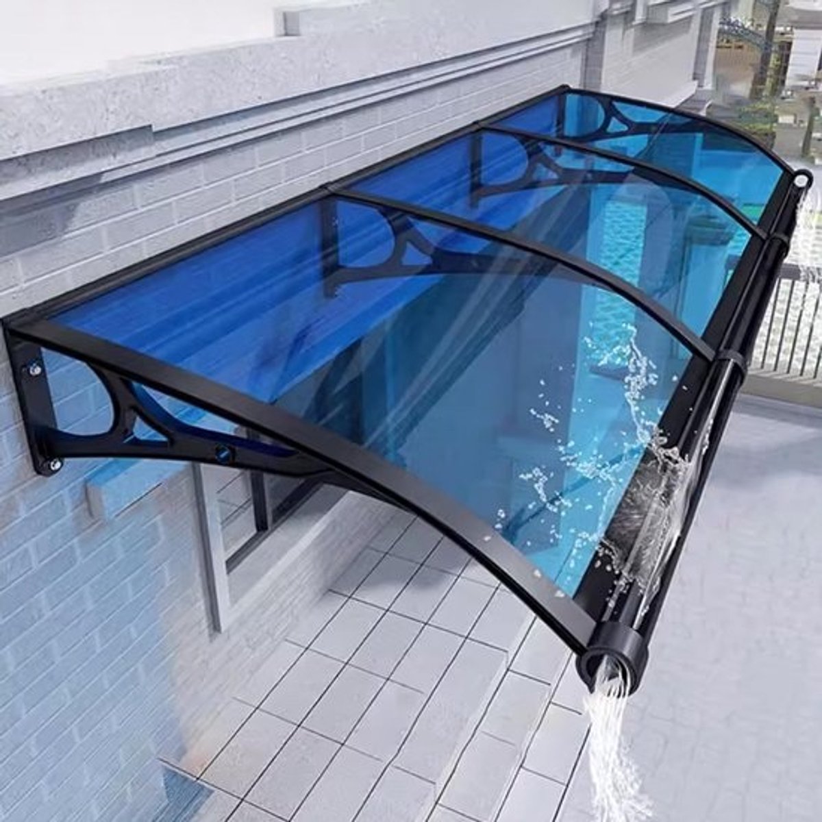 Buitendeur Luifel - Raam Overkapping - Bescherming Buiten - Slagvast Polycarbonaat - 60x140cm - Bruin met Grijs