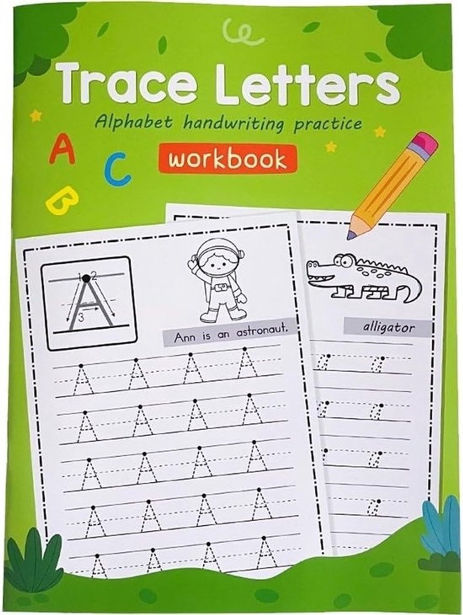 Tekenen Oefenboek - Alfabet Letters - Schrijven Leren - Montessori Methode - 20.7 x 28 cm