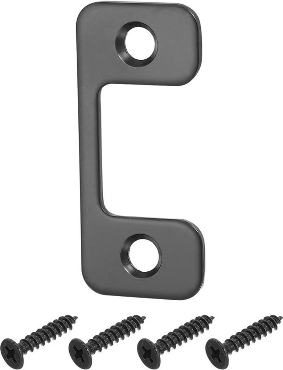 Deursluitplaat - Versterking Kozijn - Deur Reparatie - Roestvrij Staal - 57x255 mm - Zwart