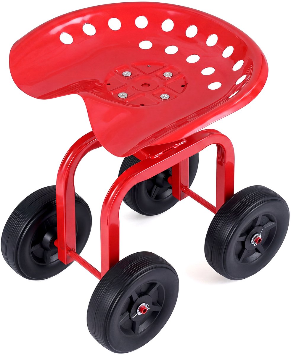 SureDeal® - Tuinier - Tuinwagen Wielen Rijdende - Draaibare Zitting - Hoogte Verstelbaar - 47x31x40 cm - Blauw