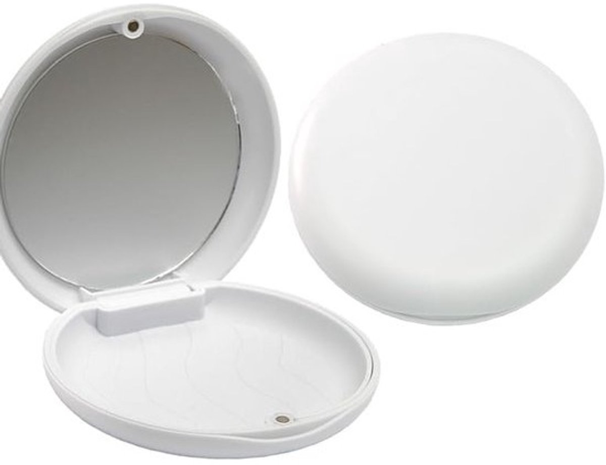 Aligner Houder - Tandcorrectie Doosje - Hygiënisch Bewaren - Met Ingebouwd Spiegel - 8.8 x 8.5 cm - Wit