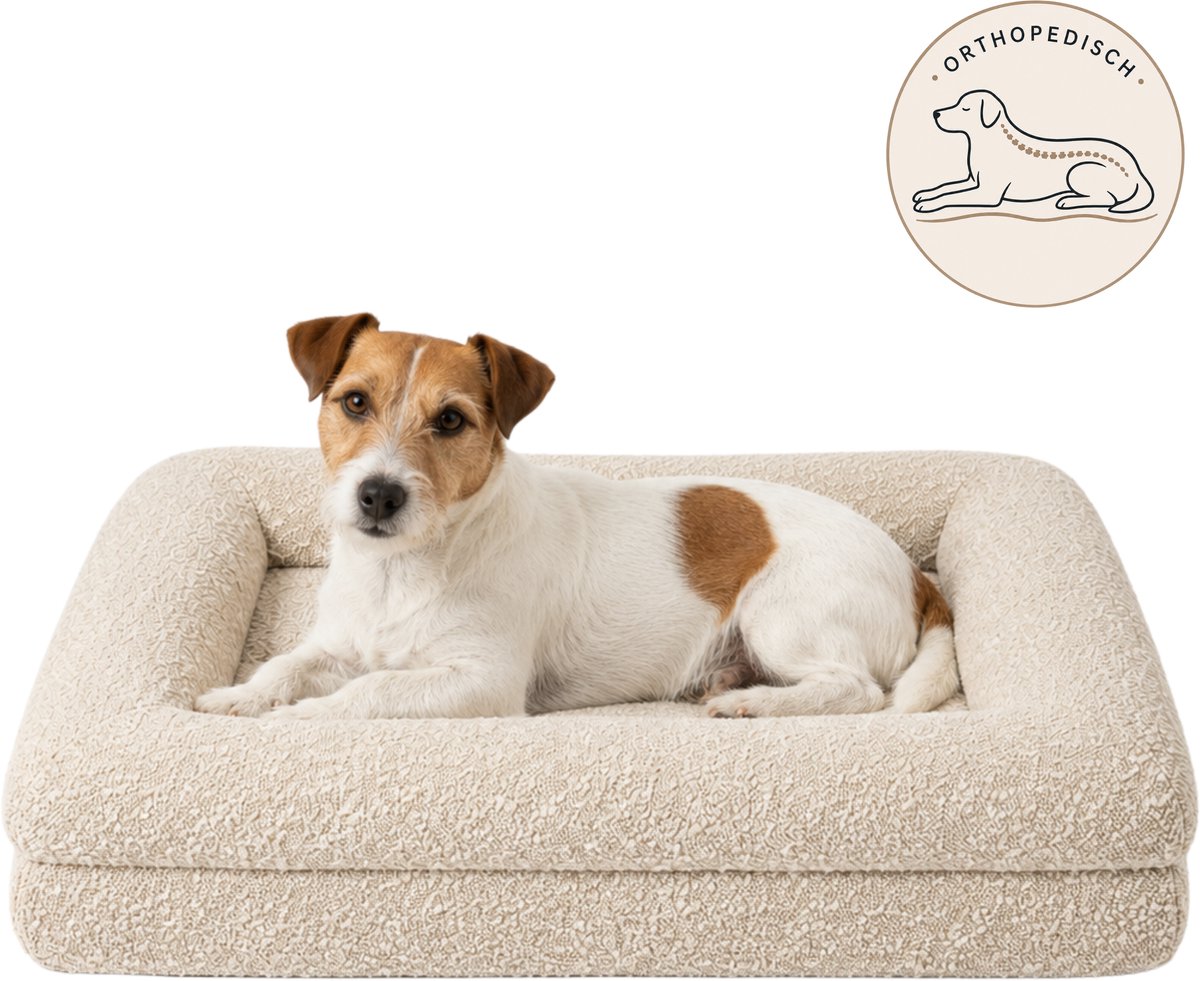Behave Orthopedische Hondenmand - Memory Foam - Bouclé Beige - S 73×58cm