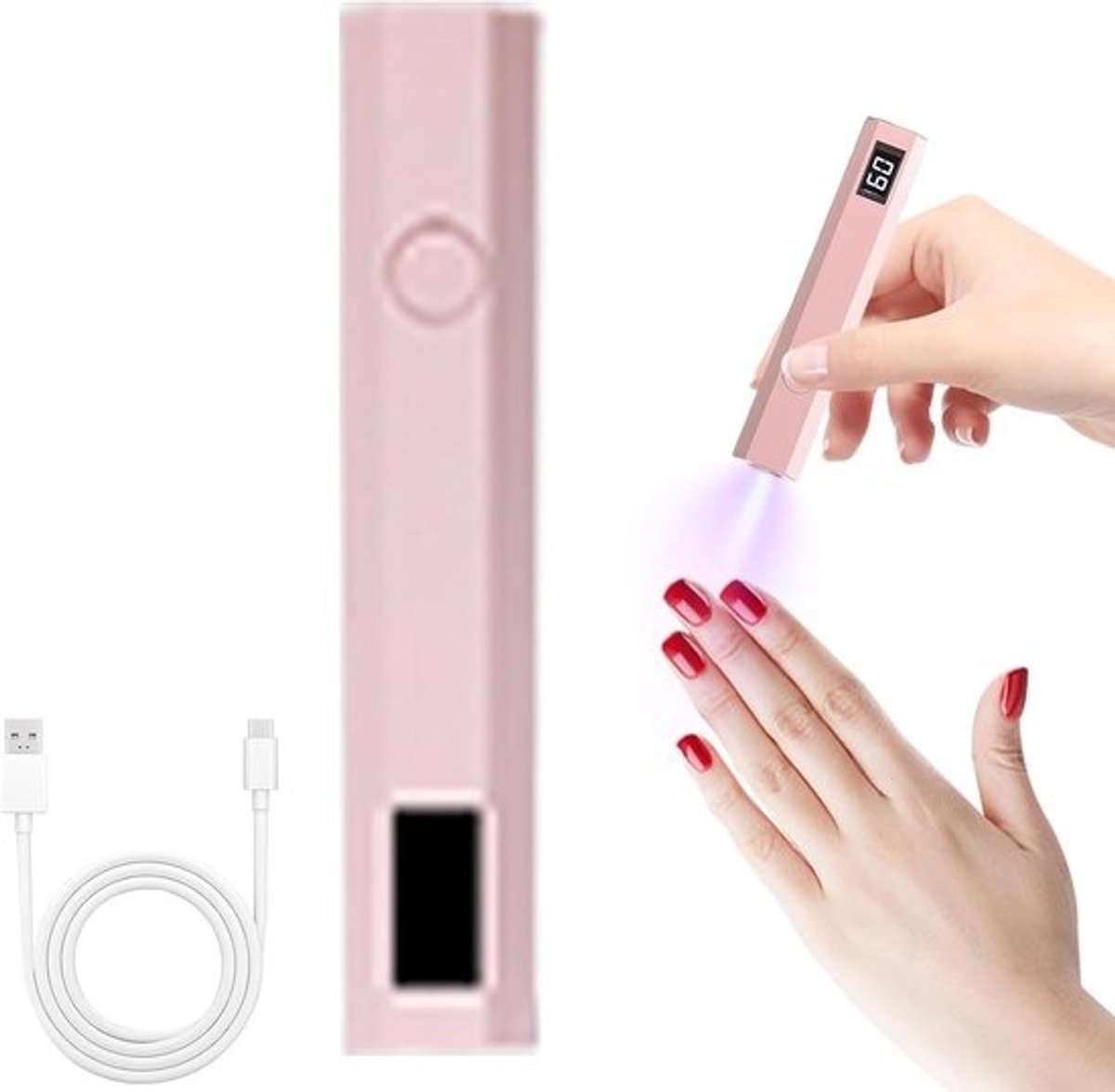 Handheld Nageldroger - UV Lamp Gel - Thuis Gebruik - Draagbaar Oplaadbaar - Compact Formaat - Roze