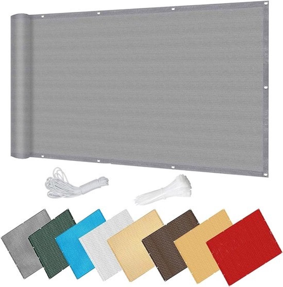 Balkon Privacyscherm - Balkonafscheiding - Meer Privacy Creëren - Ademend Materiaal - 50 x 340 cm - Grijs