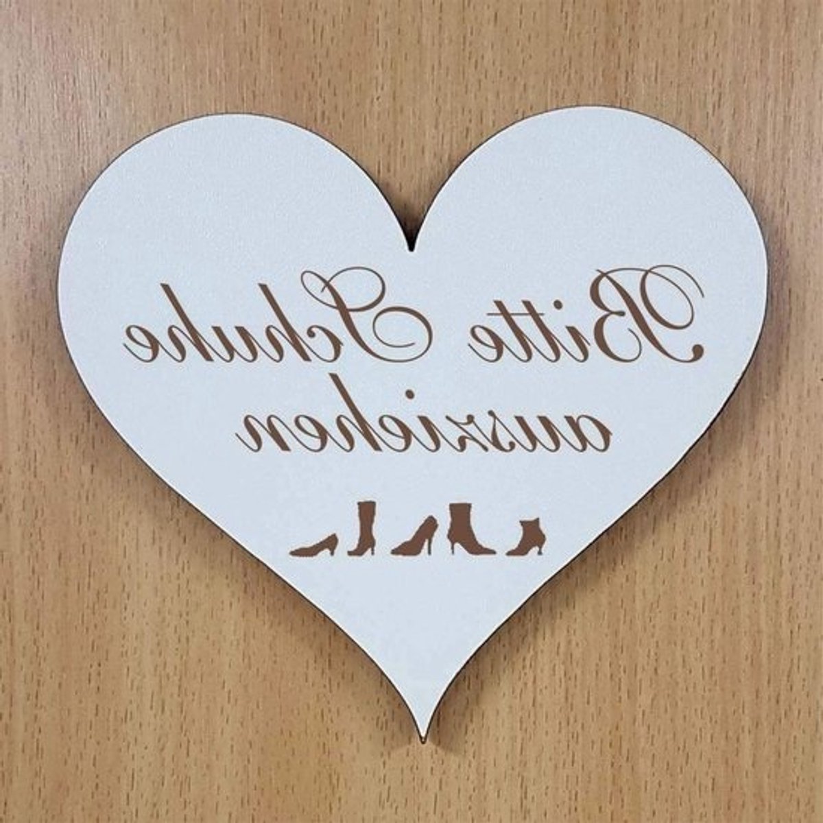 Uittrekbord Hart - Deurbord Zelfklevend - Woning Decoratie - Shabby Stijl Gravure - 13 x 12 cm - Bruin