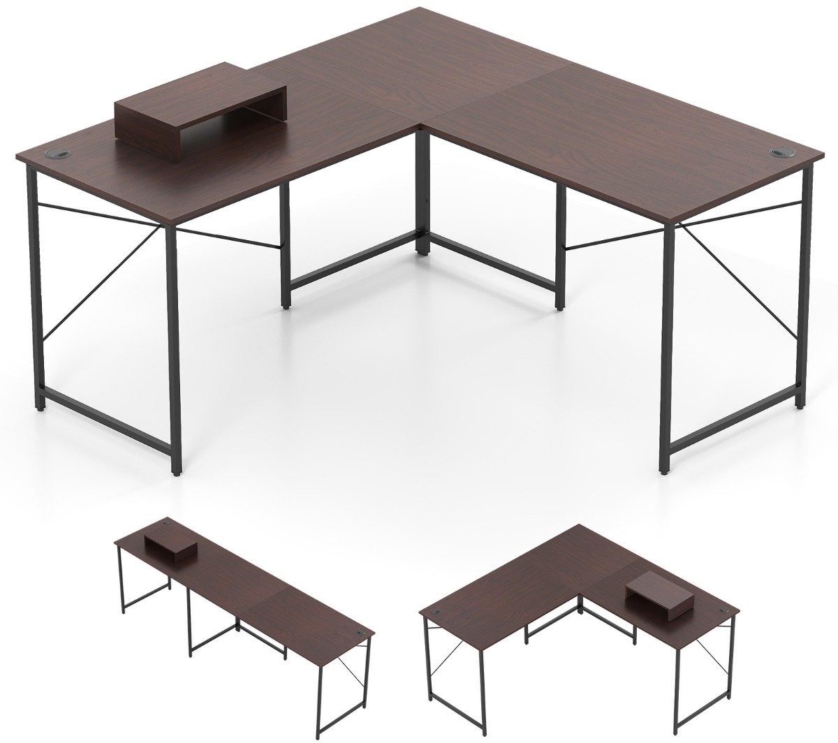 SureDeal® - Bureau - Vormig Omkeerbaar Hoekbureau - 150x150x75 cm - Donkerbruin