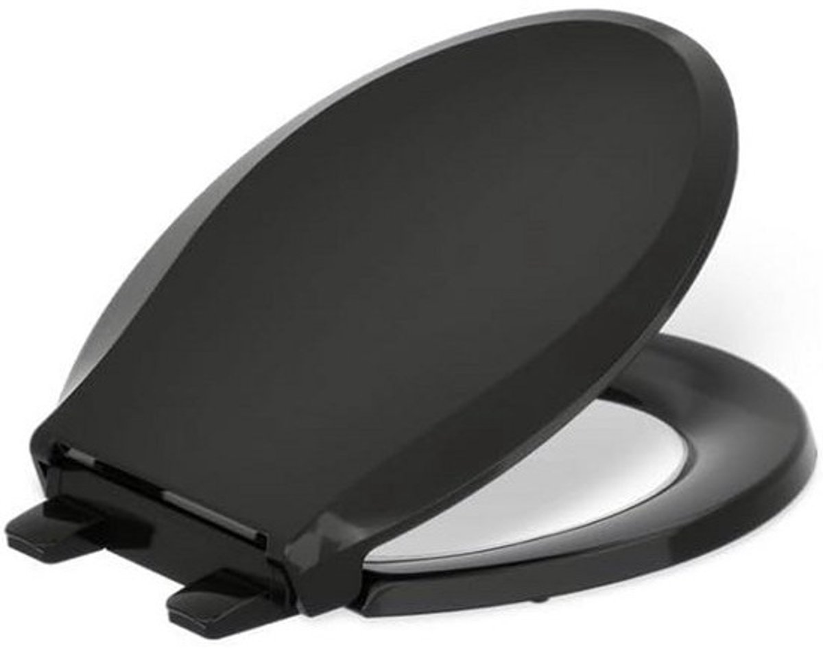 Ronde toiletbril met Grip-Tight bumpers en langzaam sluitend deksel - Zwart