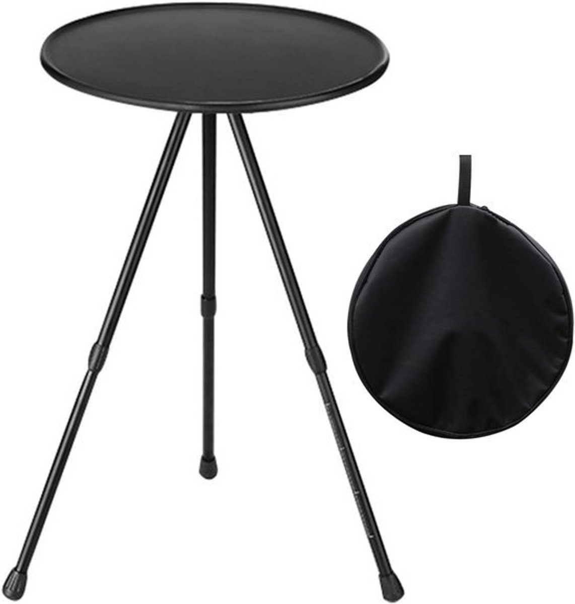 Opvouwbare Tuintafel - Ronde Klaptafel - Buiten Zitten - Ruimtebesparend Ontwerp - 37 cm Diameter - Zwart