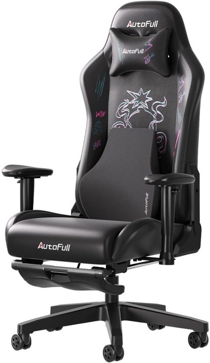 Gamingstoel in racestijl met PU-leer, ergonomisch ontwerp en graffiti-design