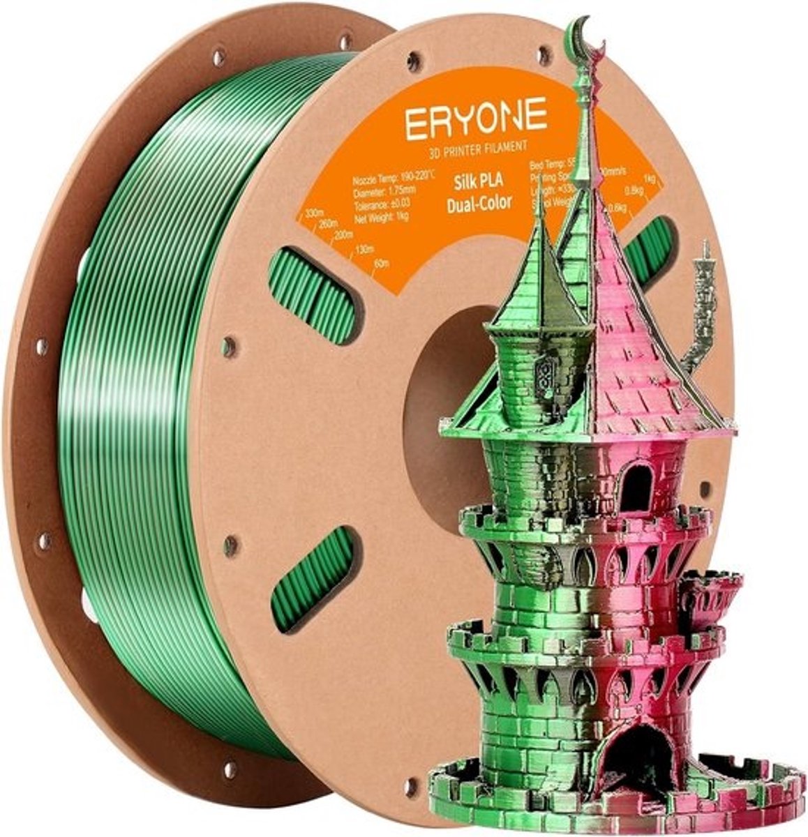 Dual Color PLA Filament 1.75mm 1kg – Zijde Rood Groen – 3D Printer Materiaal