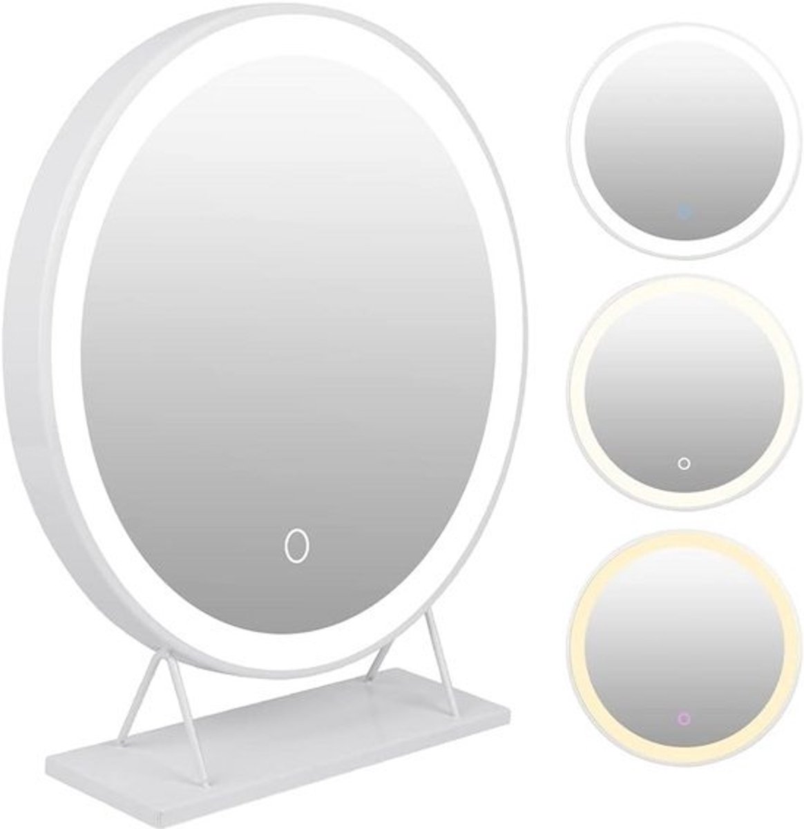Grote Ronde Make-up Spiegel met Verlichting en Verstelbare Standaard