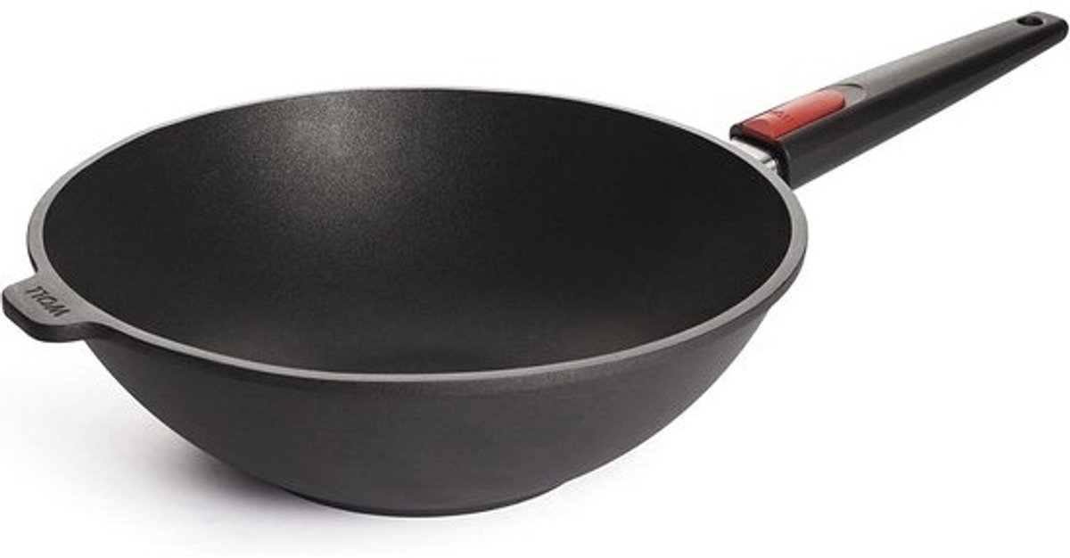 Titanium Wok/Sauspan - 30 cm met Afneembaar Handvat - Geschikt voor Inductie Koken