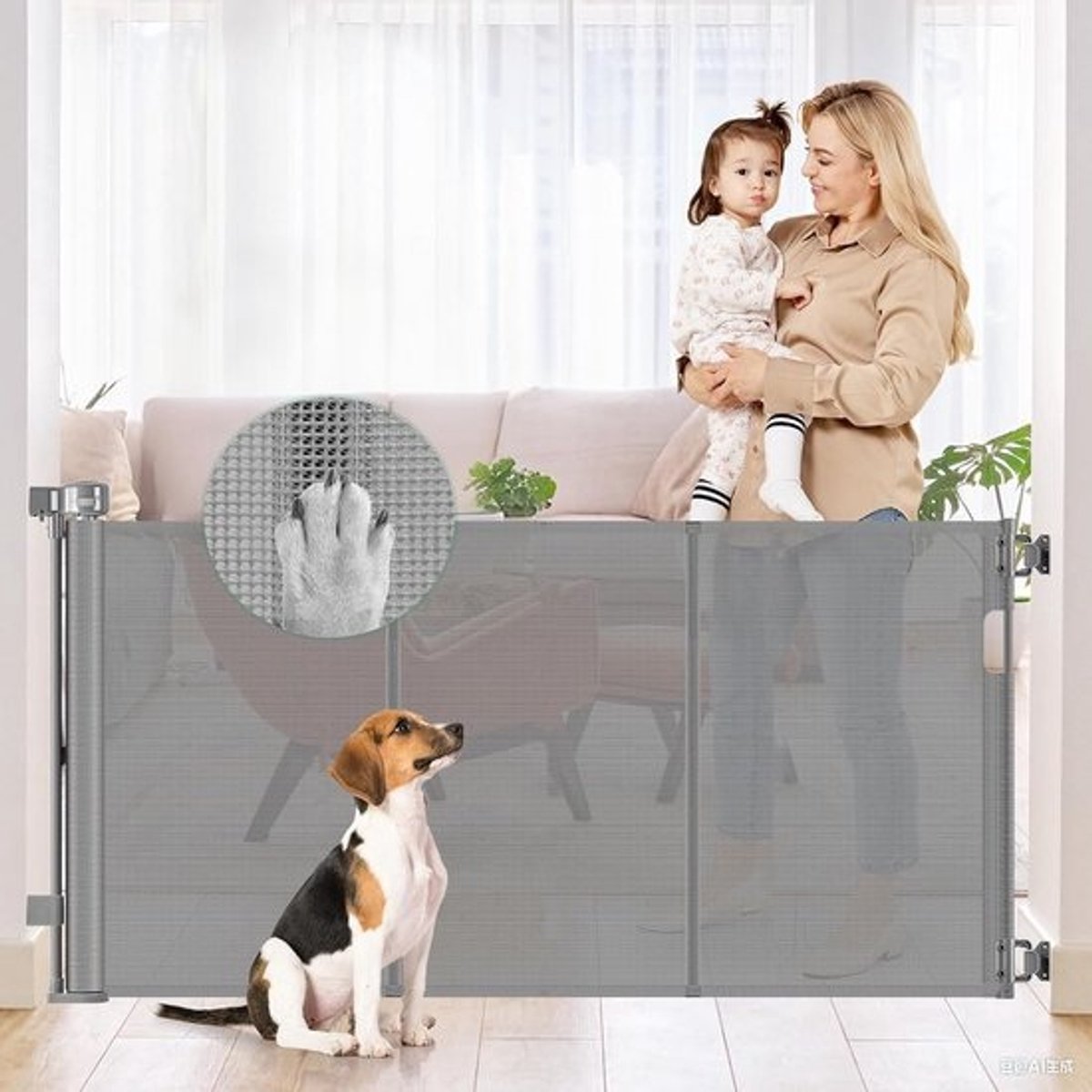 Extra Breed Intrekbaar Hek - 142 cm - Veiligheidshek voor Trap, Baby, Hond - Binnen & Buiten