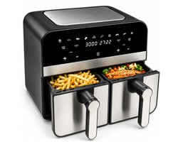Comfy Nest Dubbele Airfryer XXL - CN-AFD45NS - 2400W - Duo Airfryer - 9L - Zwart/Zilver
