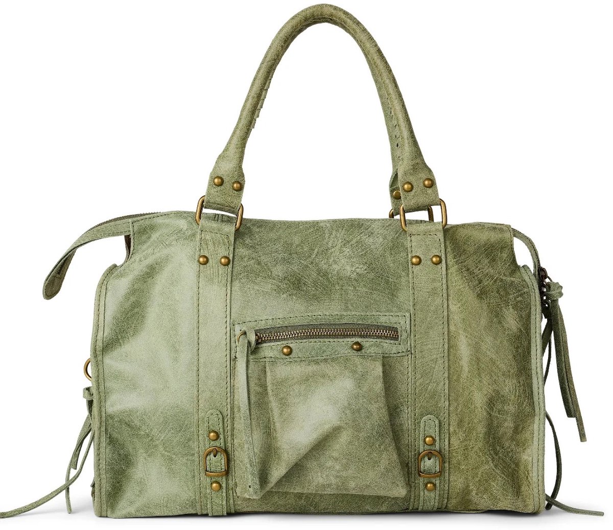Damestas - It Girl Bag - City Bag - Donkergroen - Echt Leer – City Bag - 40 x 28 x 14 cm - Giuliano – Schoudertas & Handtas – Laptoptas