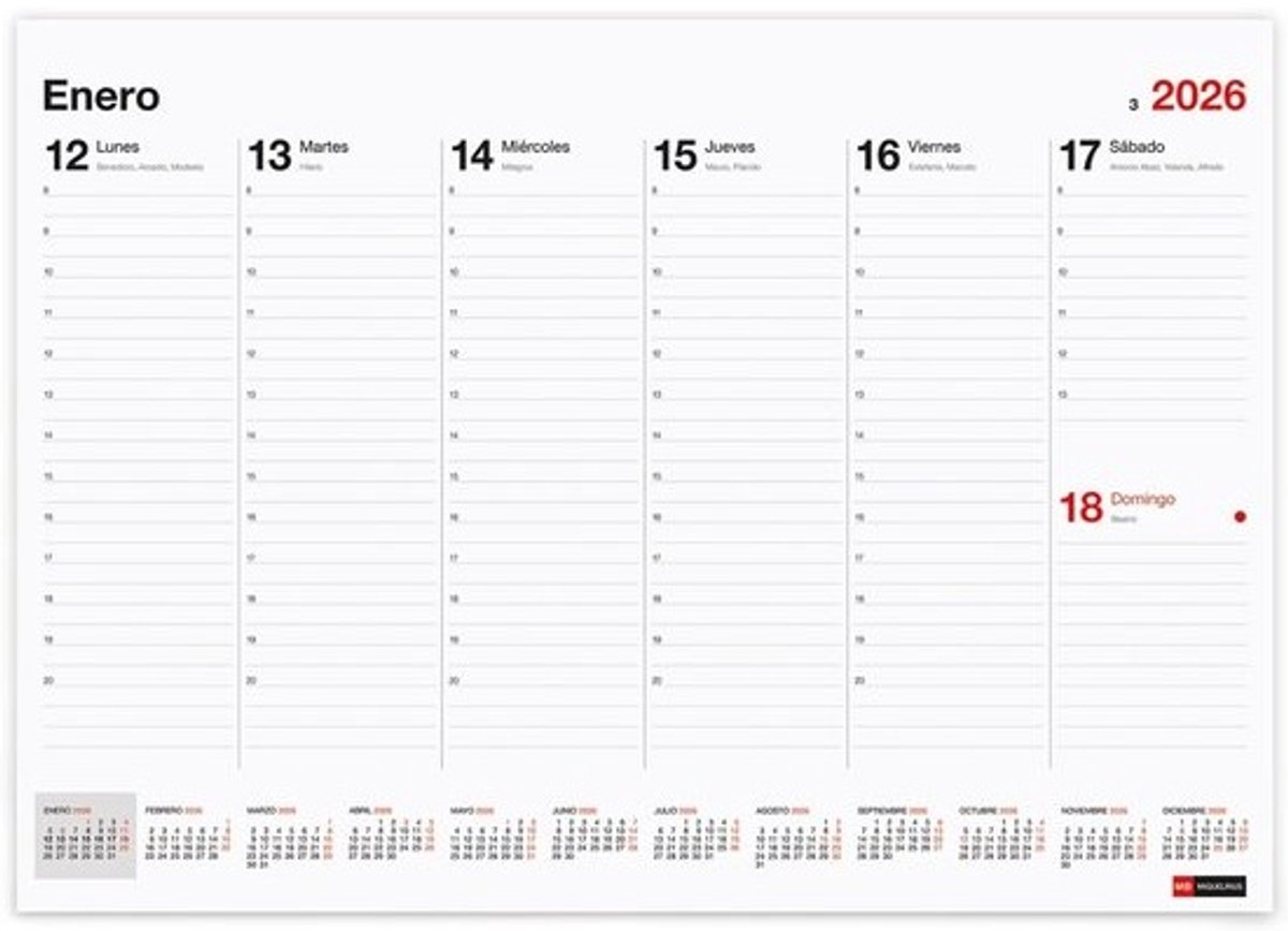 Weekplanner A3 2026 - Groot Formaat Agenda met Notitievak en Weekoverzicht, Gelijmd