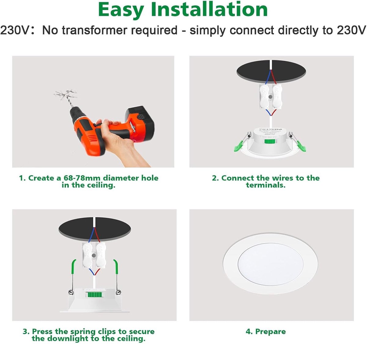 Led-inbouwspot - Set van 6 - Dimbaar - IP44 Waterdicht - Voor Badkamer en Woonkamer
