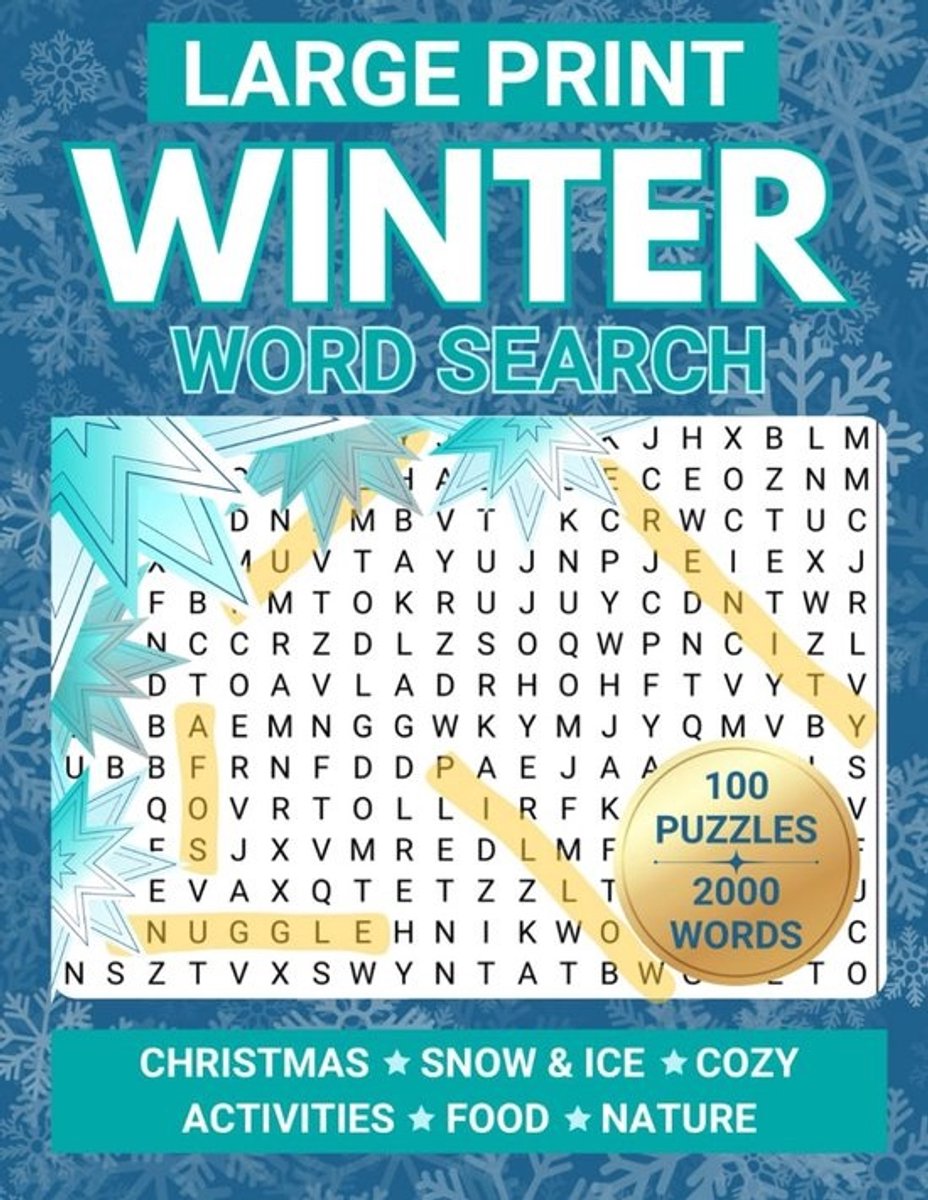 Grote Letter Woordzoeker Winter Puzzelboek: Ontspannende Zoekpuzzels voor Volwassenen